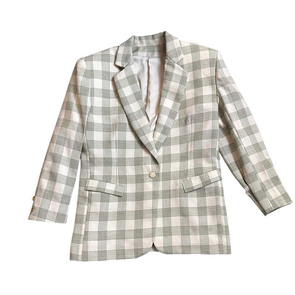 Vintage cream and green blazer, XL